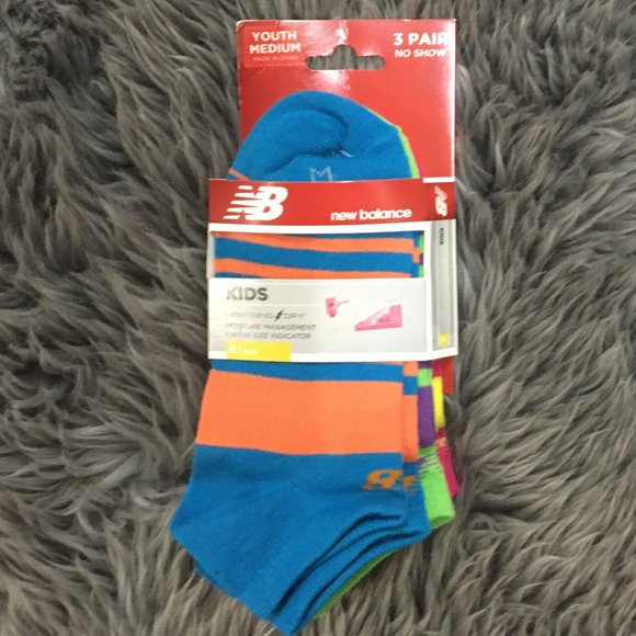 New Balance | Kid's No Show Socks | 3 Pack | Youth Medium - Picture 1 of 2